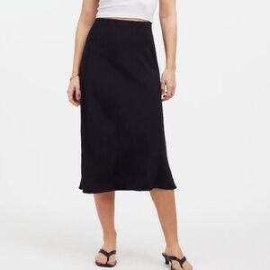 Madewell Black Layton Midi Slip Skirt Size 12 NWT